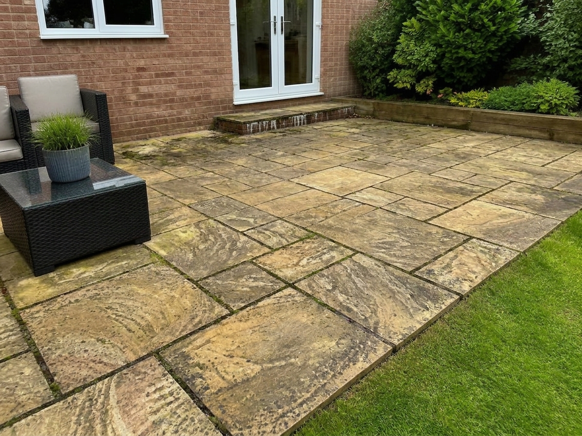 Patio before cleaning